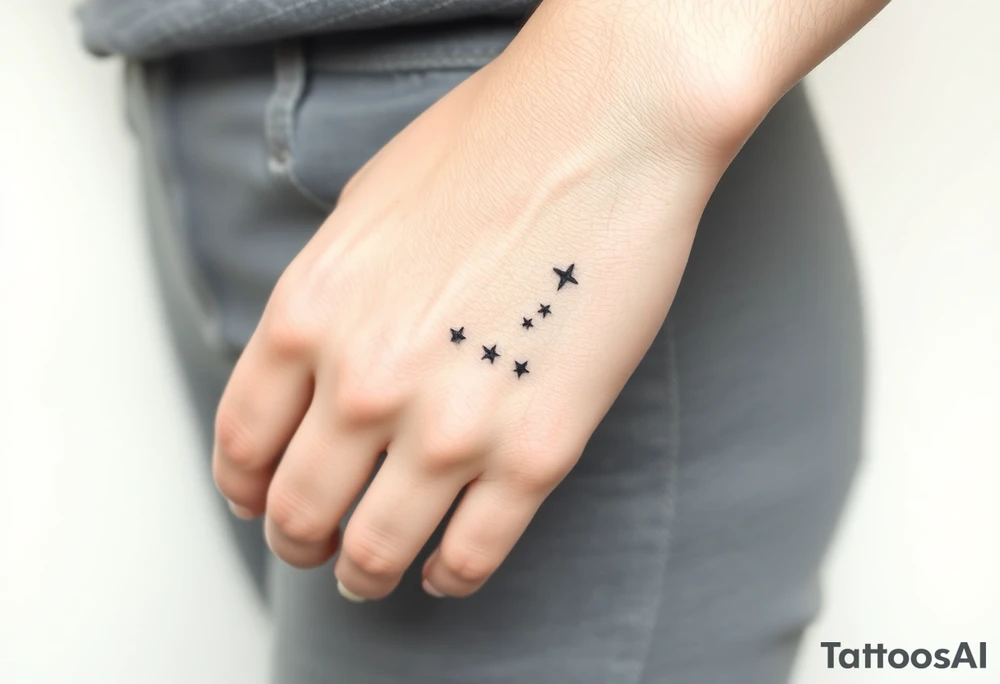 Can you design a few options for a meaningful minimal tattoo with dots, lines or stars that represents my kids? Three are living and two are deceased and I want something that represents that difference by having solid and hollow elements. Put on fingers tattoo idea