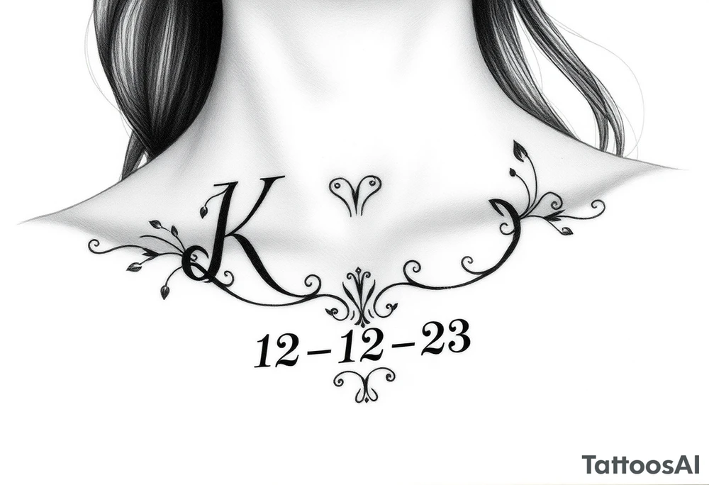 the name Kyro with birthday 12-12-23 tattoo idea