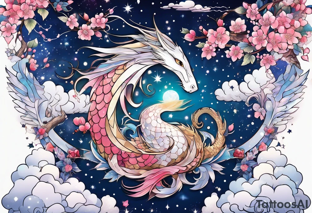 Constellation, wing , snow , cross , dragon japan kawaii tattoo idea