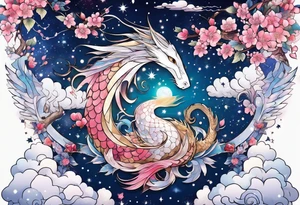 Constellation, wing , snow , cross , dragon japan kawaii tattoo idea