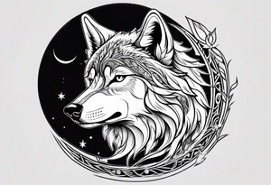 wolf in a moon tattoo idea