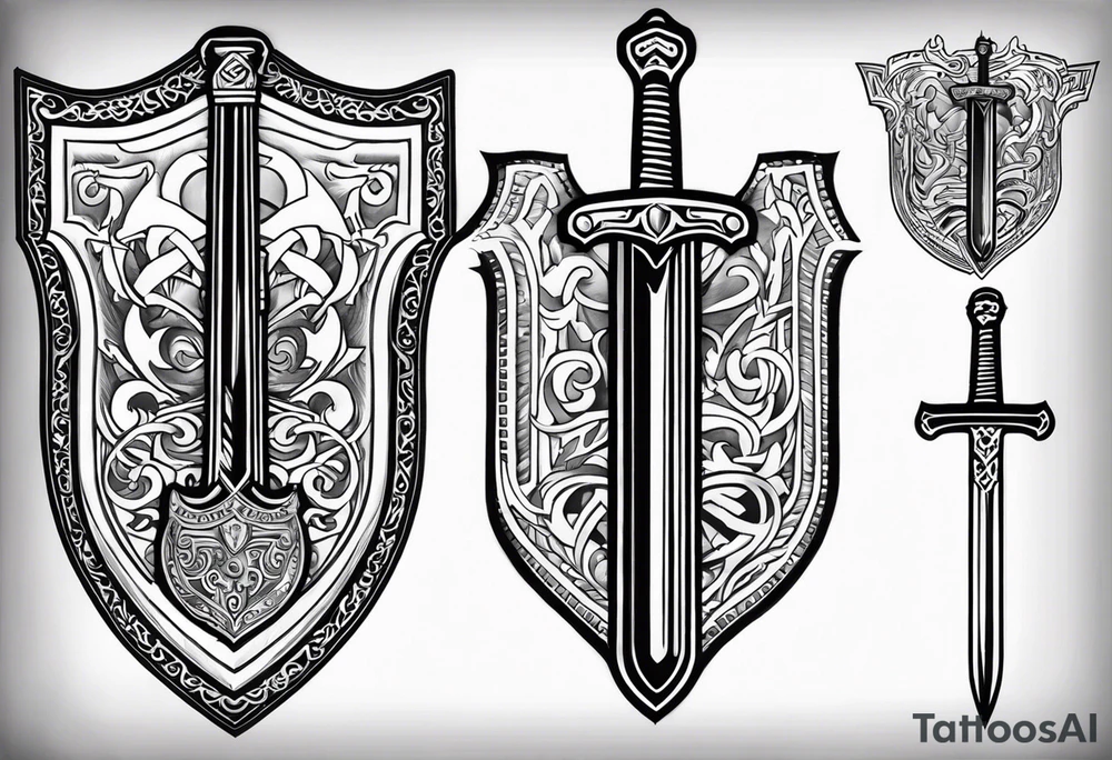 Valhalla sheild sword tattoo idea