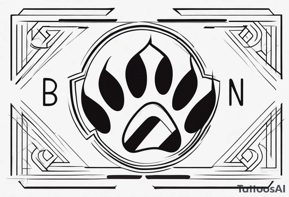 Paw Print with a name Ben tattoo idea
