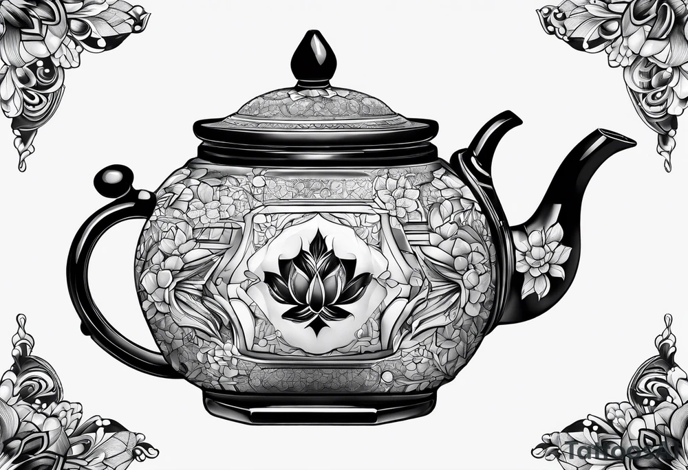 Teapot with 3-d cube tattoo idea