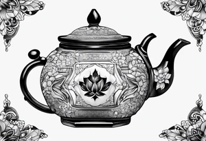 Teapot with 3-d cube tattoo idea