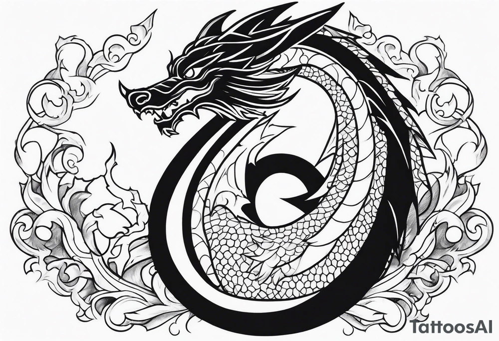 Dragon Seven number shape tattoo idea