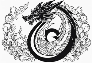 Dragon Seven number shape tattoo idea