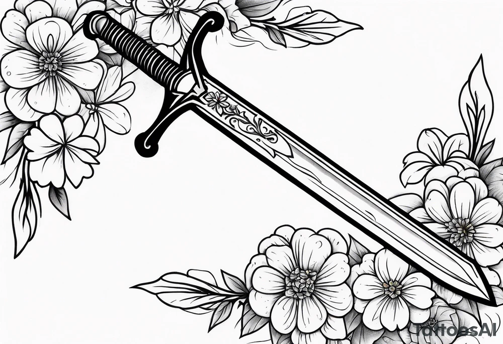 Sword and flowers tattoo idea