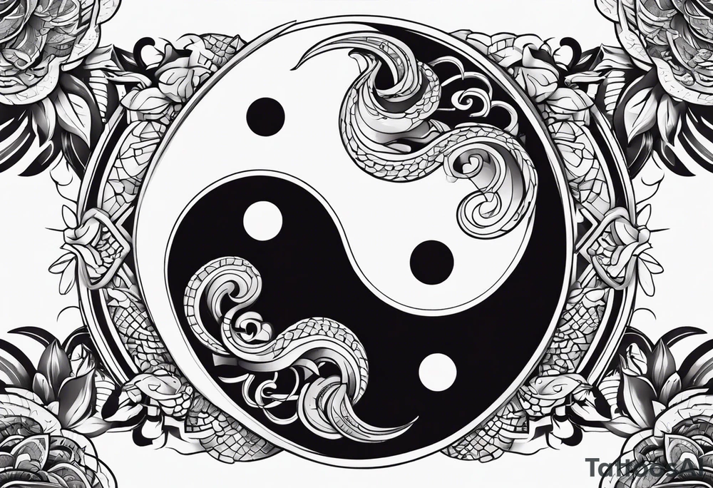 Ying yang tattoo with ouroboros snake tattoo idea