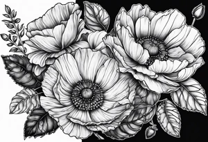 One poppy one rose two daisies tattoo idea