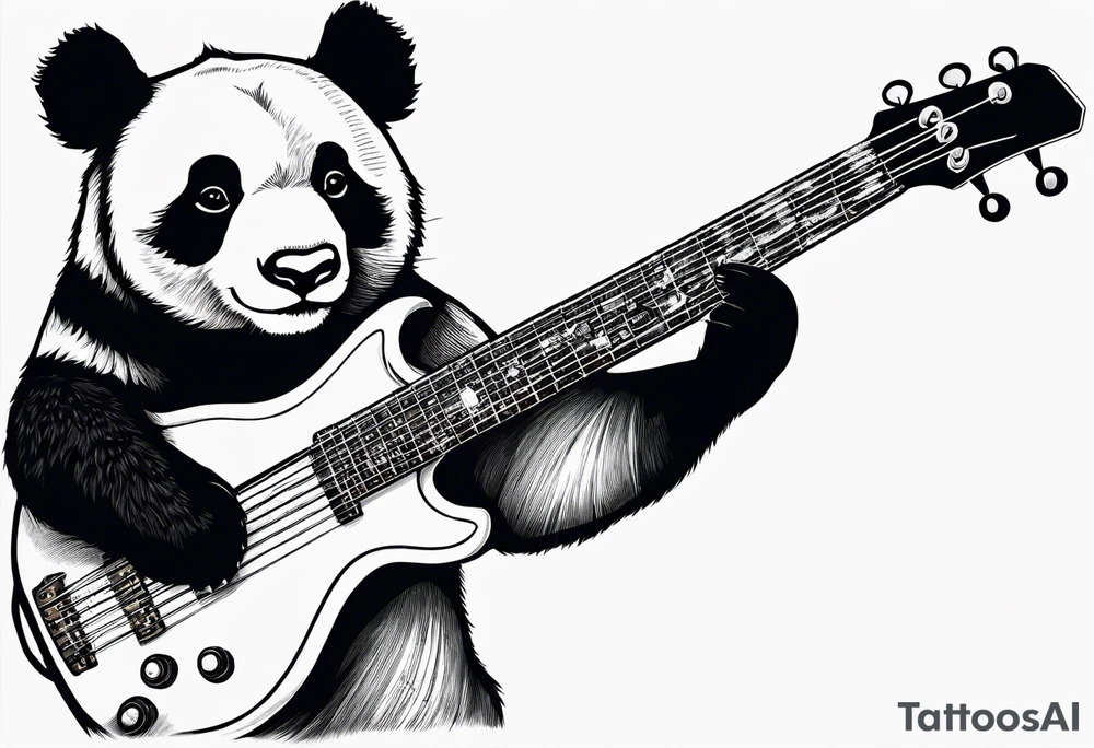 A panda playing the bass guitar tattoo idea