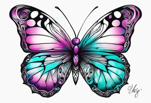 Purple Teal and Pink butterfly tattoo idea