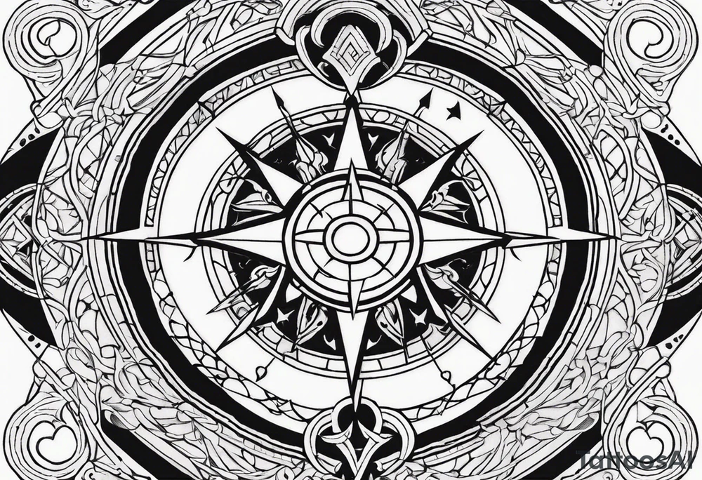 the viking compass with heart of hunger tattoo idea