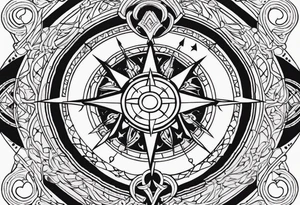 the viking compass with heart of hunger tattoo idea