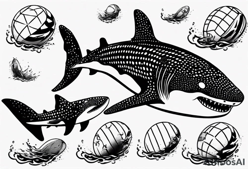 a whale shark playing waterpolo tattoo idea