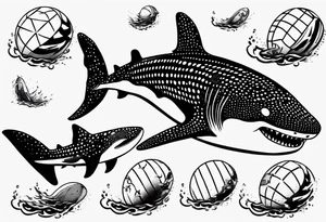 a whale shark playing waterpolo tattoo idea
