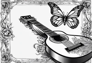 joint, guitar, book, butterfly tattoo idea