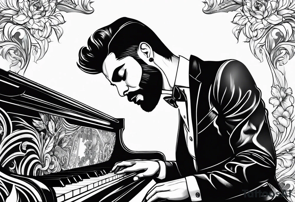 Man playing piano tattoo idea