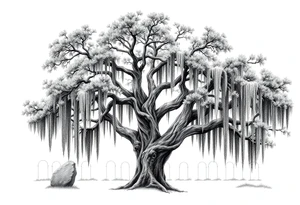 Laurel oak with Spanish moss in a cemetery tattoo idea