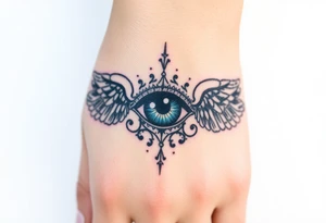 Slave bracelet style, beautiful eye, symbolism, wings tattoo idea