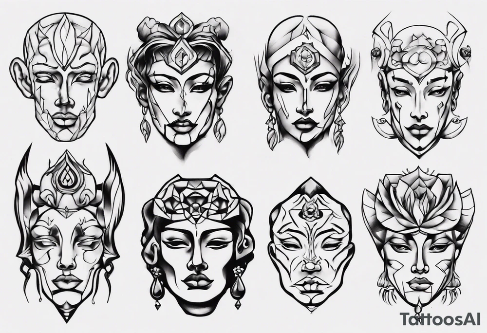 Simple face statue tattoo idea