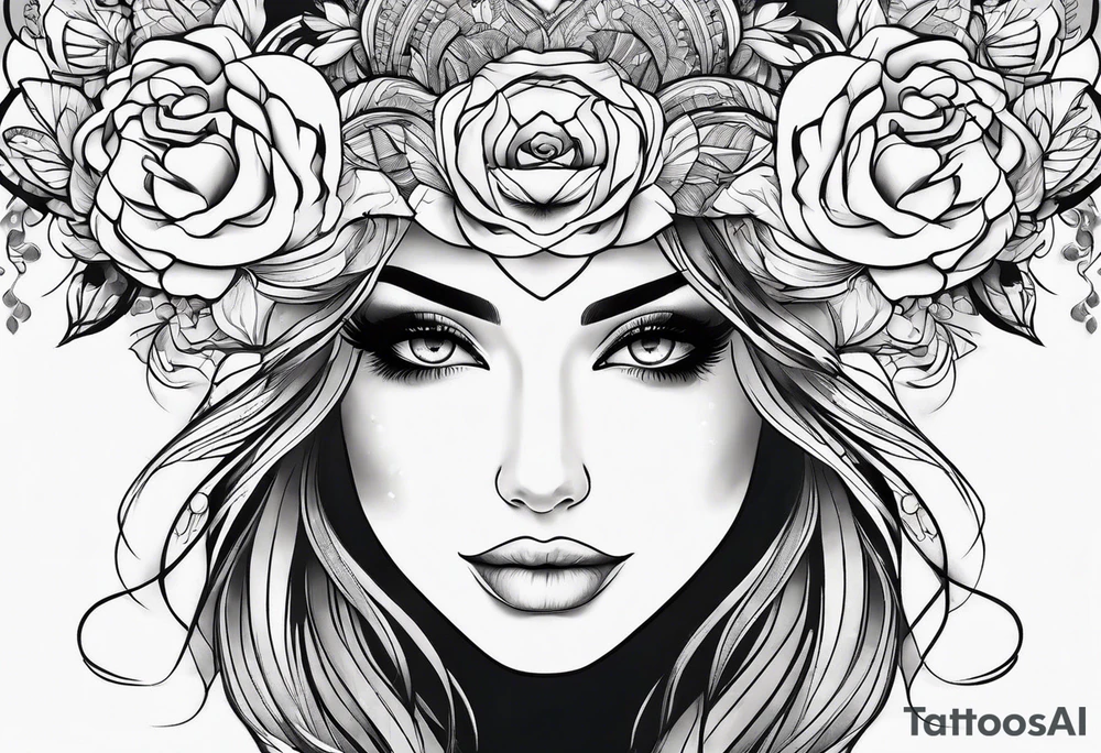Thin lines of a women side faces not realistic tattoo idea