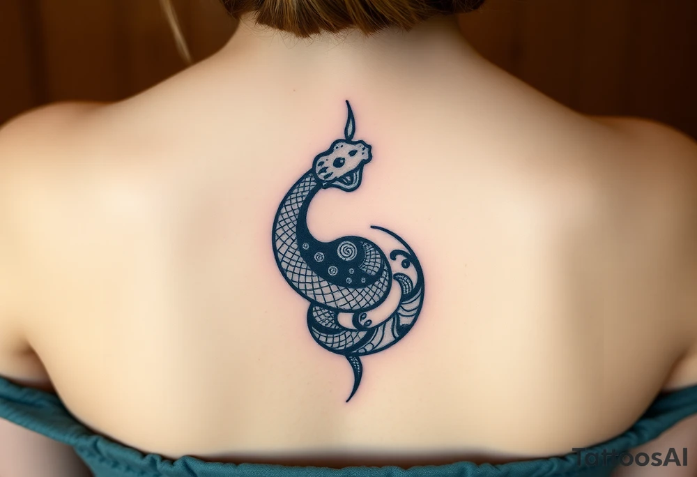 Snake shedding ying yang tattoo idea