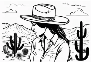 Cactus desert cowgirl black woman tattoo idea