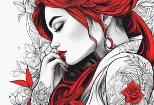 magic girl 
red hairs tattoo idea