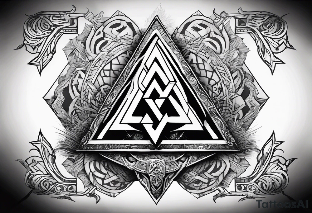 Valhalla  sword shield axe Valknut fog tattoo idea
