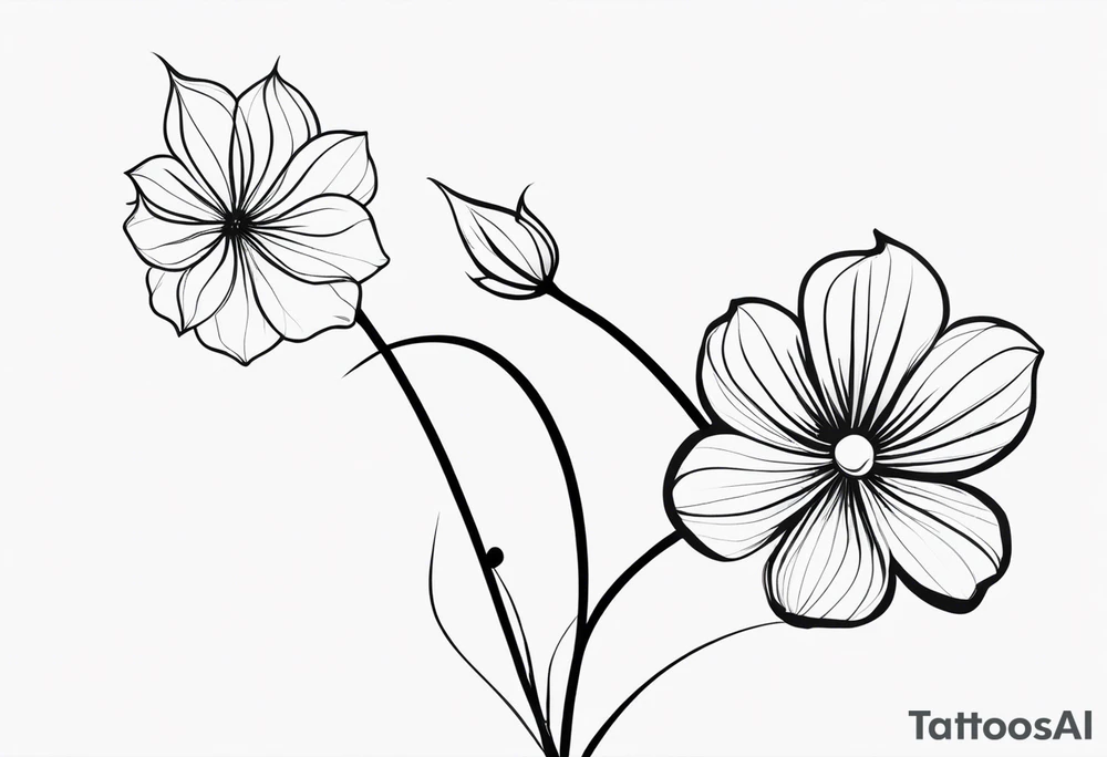one very simple and no detailed waratha flower with stem in black and white, the few lines possible tattoo idea