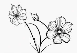 one very simple and no detailed waratha flower with stem in black and white, the few lines possible tattoo idea