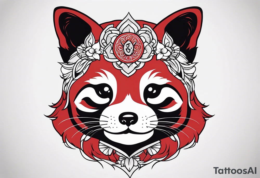 Red panda lucky cat tattoo idea