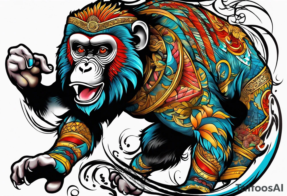 fulj body jumping monkey tattoo idea