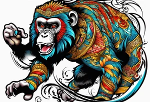 fulj body jumping monkey tattoo idea