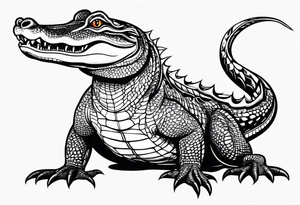 Full body Caiman with tail tattoo idea