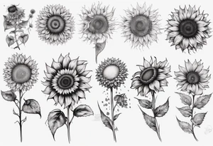 Sunflower sleeve with dandelion tattoo idea