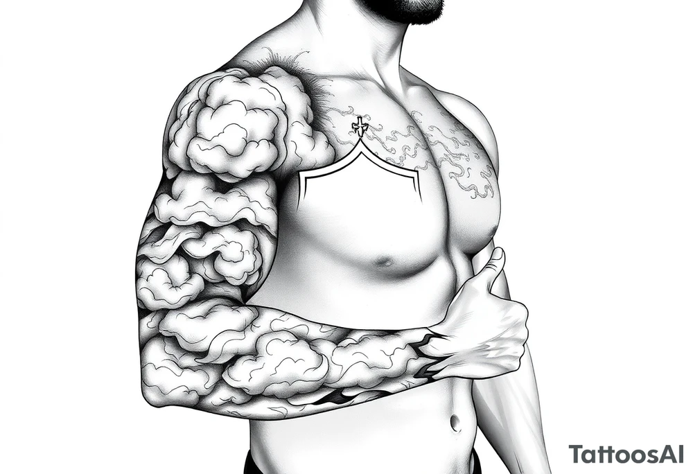 Half sleeve. clouds, shield, tattoo idea