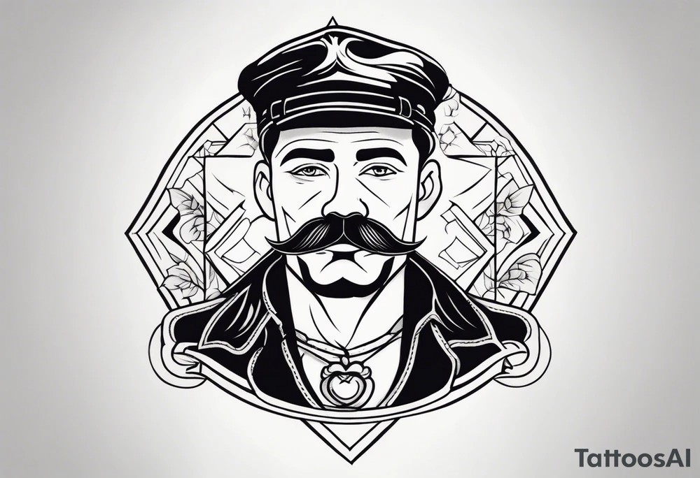 traditional tattoo art of man with mustash tattoo idea