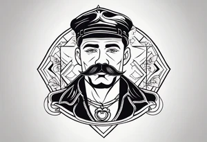 traditional tattoo art of man with mustash tattoo idea