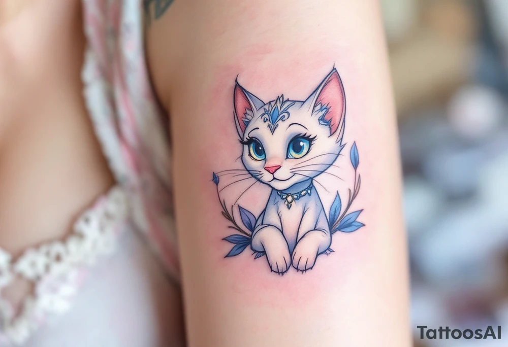 A delicate pastel tattoo of Marie from The Aristocats adds a touch of feline elegance. tattoo idea