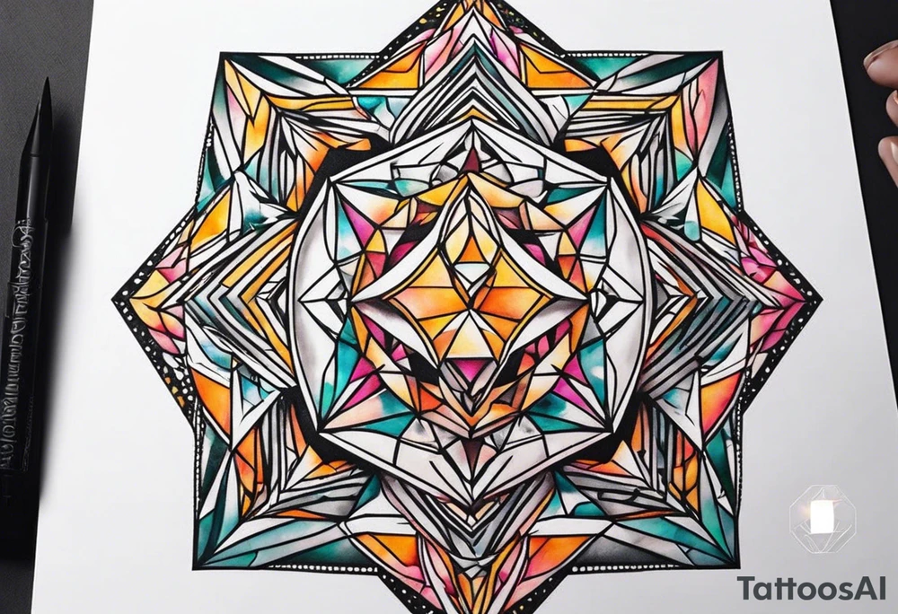 simple line tattoo of geometric dimond tattoo idea