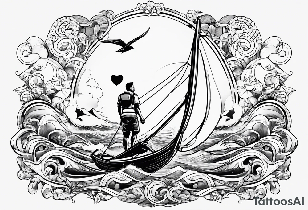 I want a tattoo of a kitesurfer with a heart-shaped sail tattoo idea