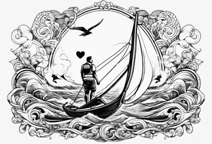 I want a tattoo of a kitesurfer with a heart-shaped sail tattoo idea