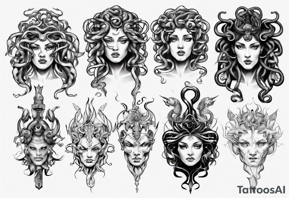 Medusa front profile tattoo idea
