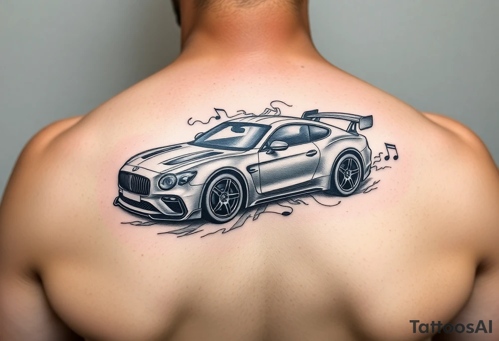 Car turbo turned into a music note tattoo idea