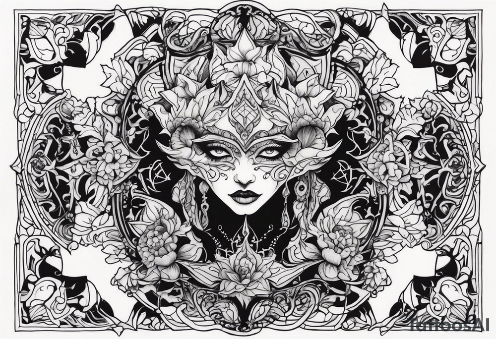A dark fantasy spooky themed tattoo idea
