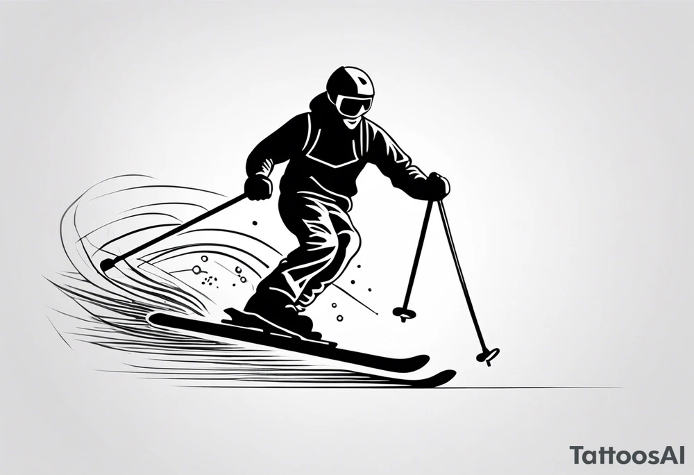 Skier in motion, single line tattoo idea
