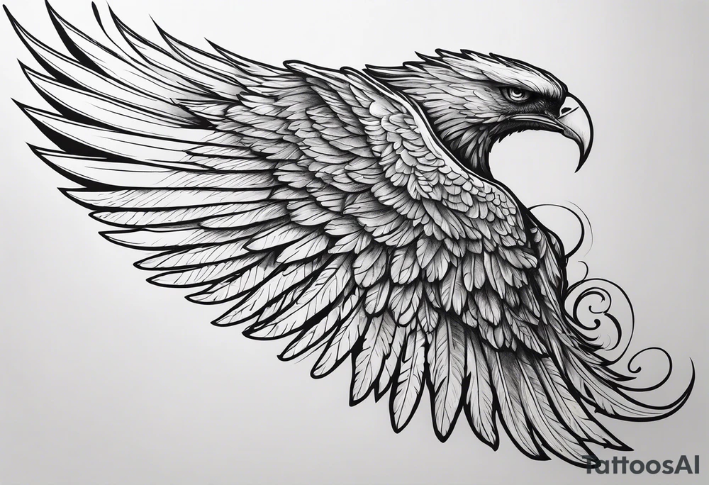 Black angel wing tattoo idea