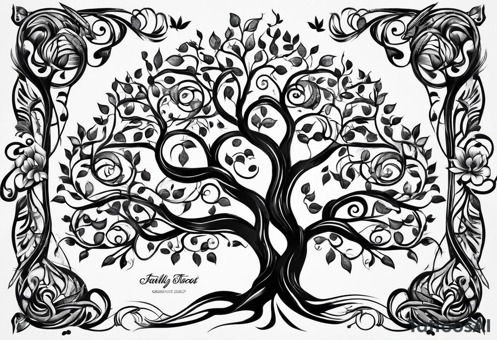 Family tree with names tattoo idea